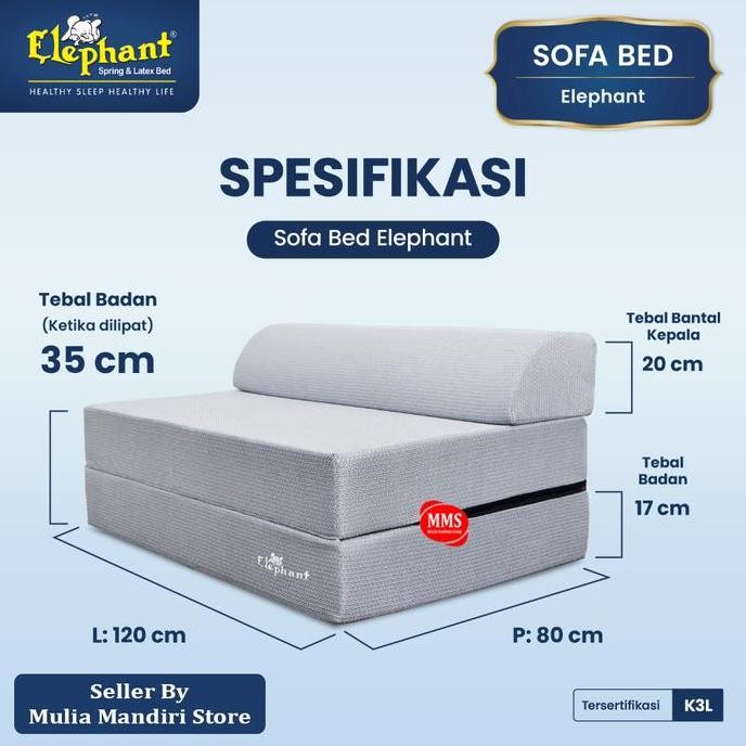 Elephant Kasur Lantai Lipat Trifold Sofabed / Sofa Bed Kasur / Sofa Tidur Lipat Co