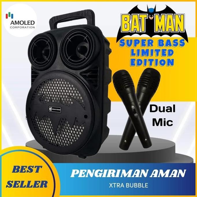 Bonus 2 Mik Speaker Bluetooth Speker Besar Jumbo Gede Dengan Mic Karaoke Musik Wireless Salon Aktif 