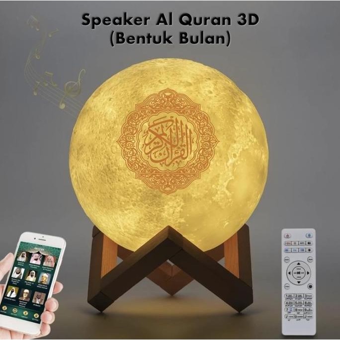 Speaker Al Quran Murottal 30 Juz Lampu Led Bluetooth Portable Bulan New Stok