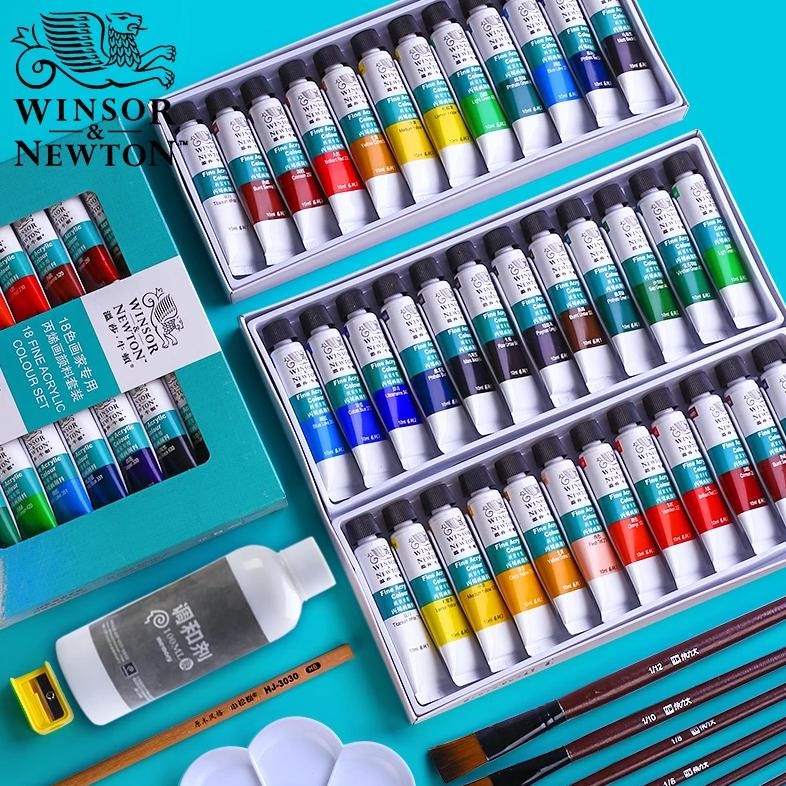 

Winsor&Newton 12/18/24 Colors Professional Acrylic Paints Set 10Ml Hand Painted Wall Painting Textile Paint Brightly Colored