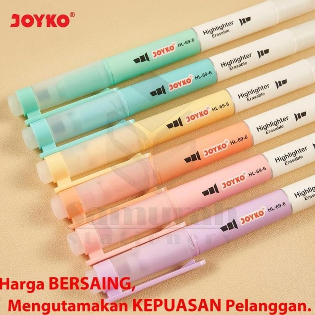 

RB Erasable Highlighter Joyko HL-69 - 6 Colours / Spidol Warna Penanda Bisa Dihapus HL 69 Isi 6 Warna