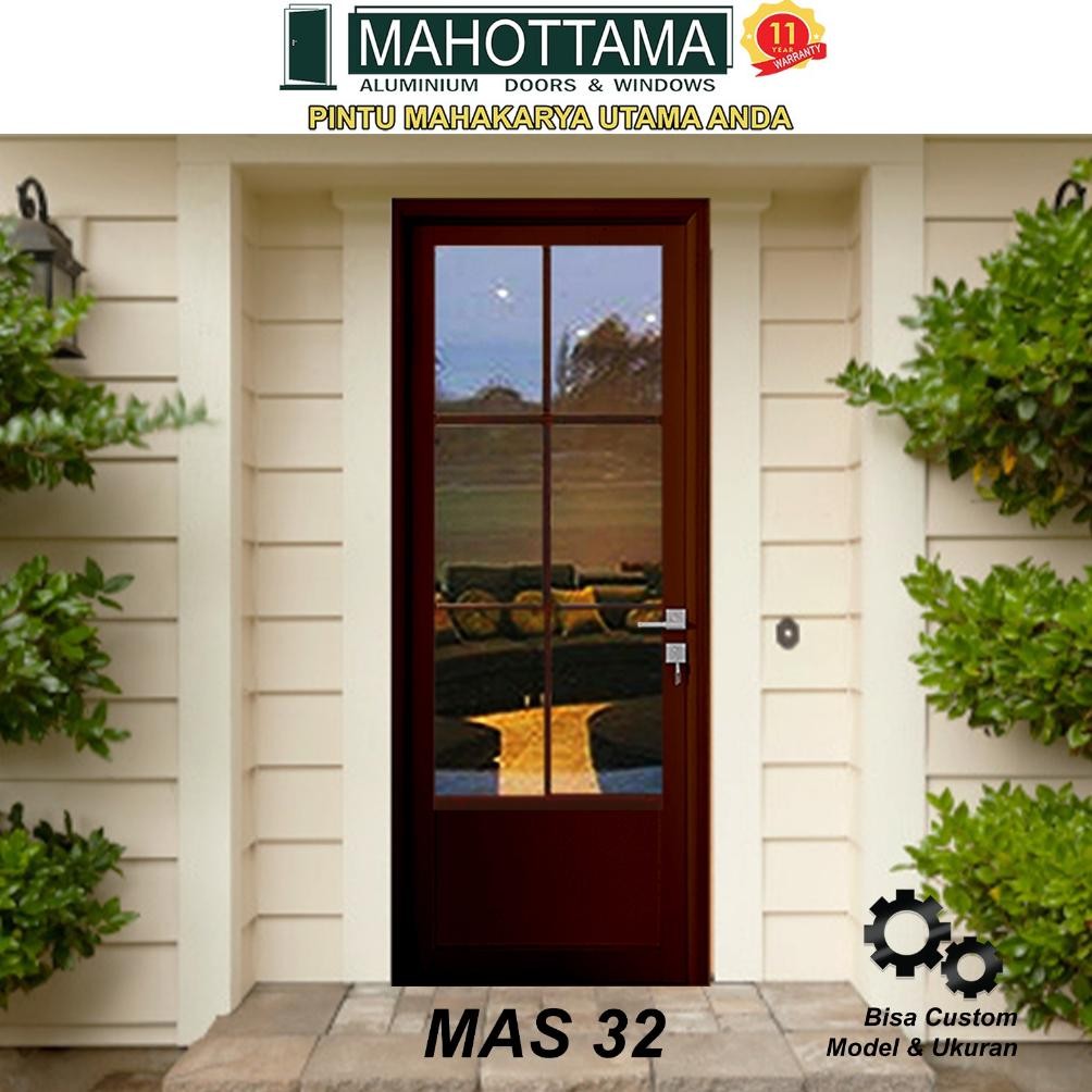 RADEN MAHOTTAMA - Pintu Rumah Kamar Tidur Kaca Kamar Mandi Aluminium 80 x 200cm Utama 1 Set Kunci Ha