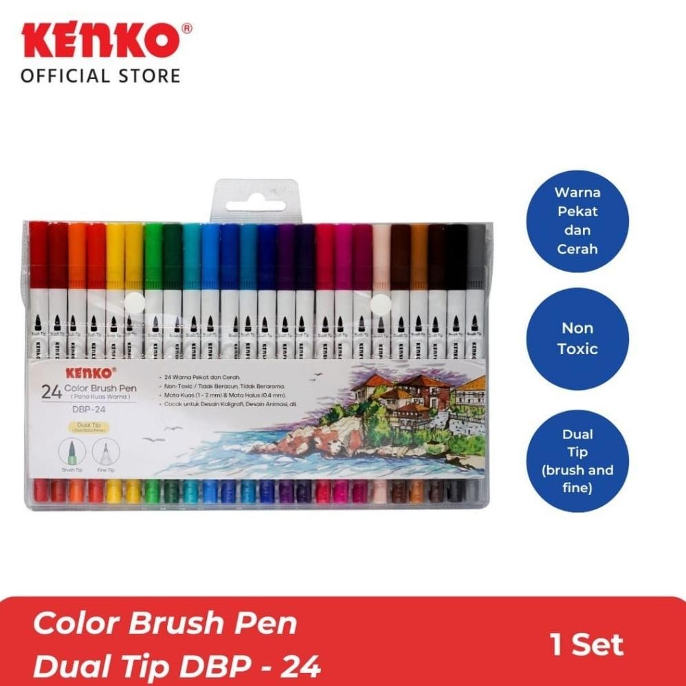 

RB SOS Spidol Warna Kenko DBP-24 Dual Tip(Brush Tip+Fine Tip)/Color Marker/Brush Pen