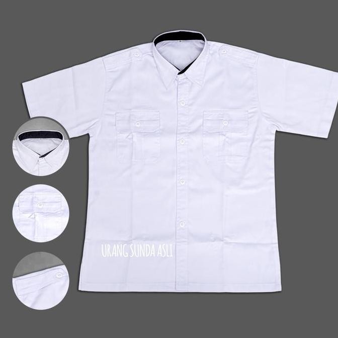 baju kemeja putih pria dewasa kerah hitam kemaja pdh kerah hitam baju pns putih kerah hitam kemeja p