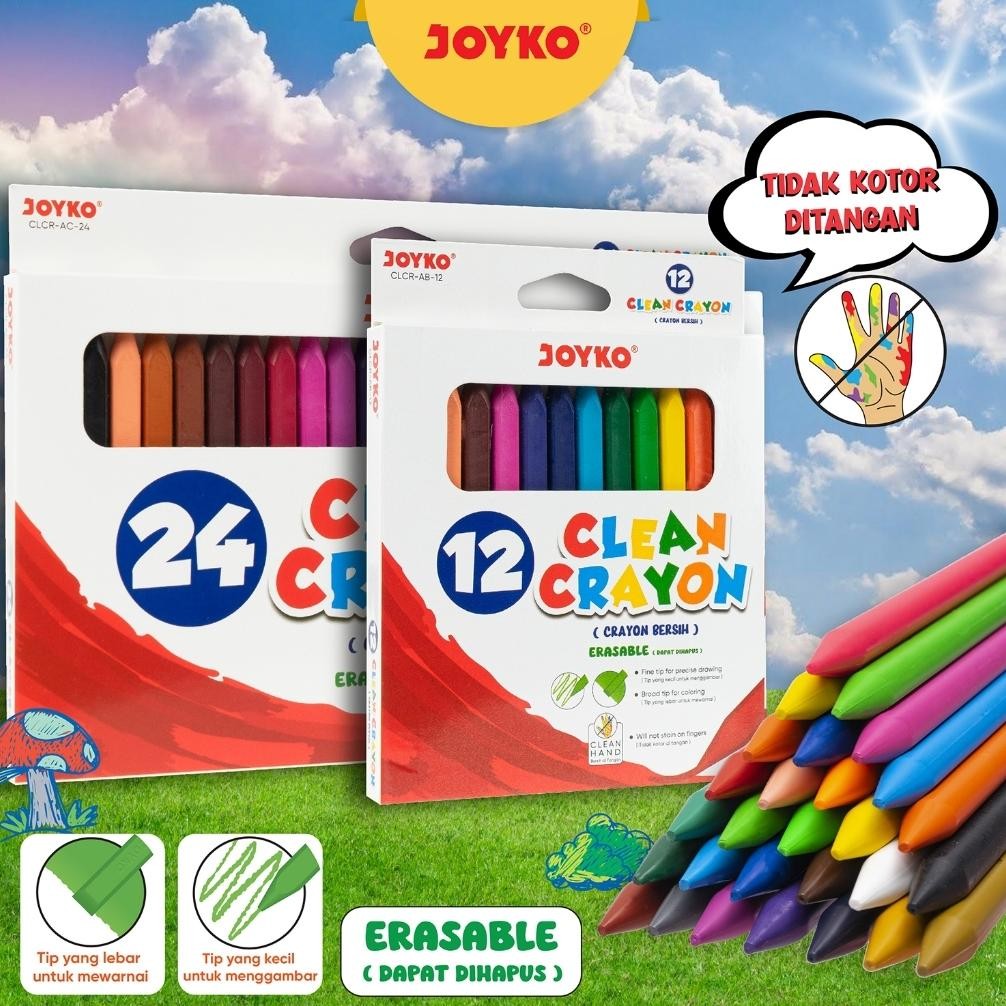 

''Terlaris" Krayon Bersih Dapat Dihapus Clean Crayon Erasable Joyko Murah