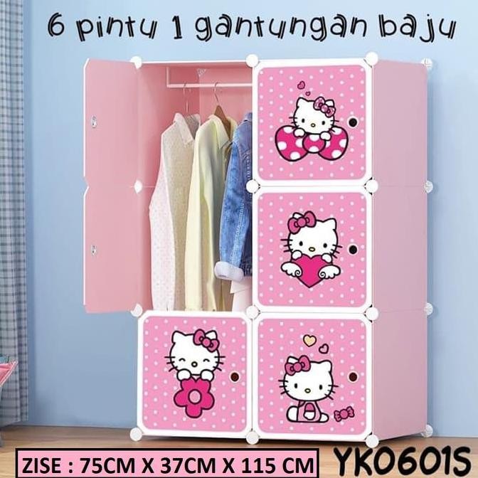,,,,,,,] LEMARI PLASTIK 2X3 SUSUN KARAKTER SERBAGUNA (HELLO KITTY)