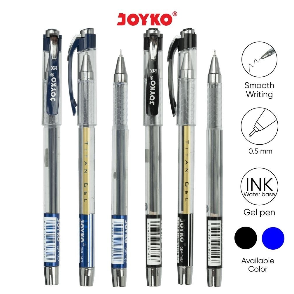 

''Terlaris" (1Pen) Gel Pen Pulpen Pena Joyko Gp-167 Titan Gel 0. Mm Murah