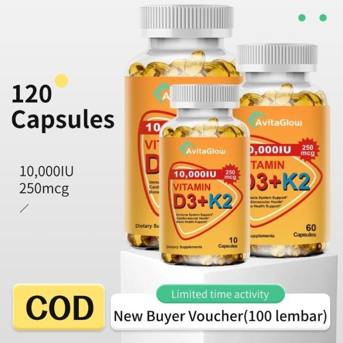 

Terlaris Beauty & Health Avitaglow Minyak Ikan Vitamin D3+K2 10,000Iu 250Mcg 10/60/120 Capsules