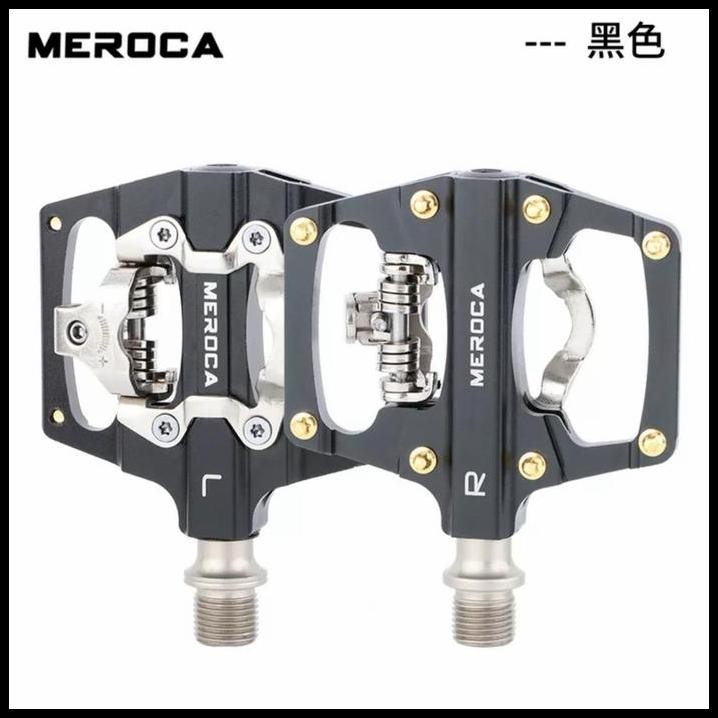 Pedal Dual Sided Cleat & Flat Meroca Pedal Sepeda Hitam