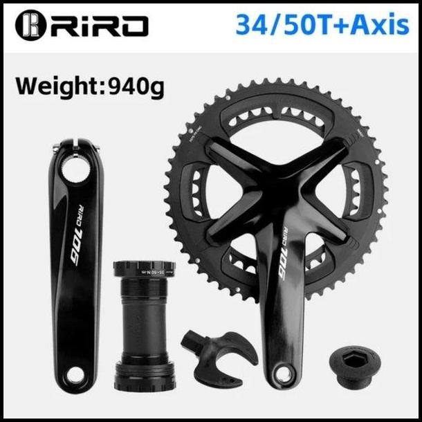Riro Crankset Roadbike Doubel Chainring Crank Ht2 Hollowtech 2 Sepeda
