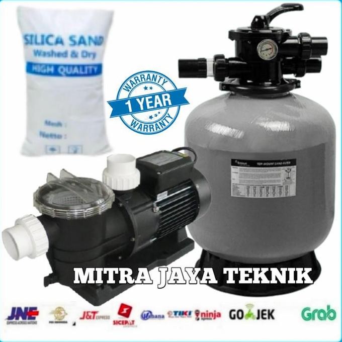 Mesin Pompa Kolam Renang 3/4Hp + Filter 16Inch Paket Kolam Renang