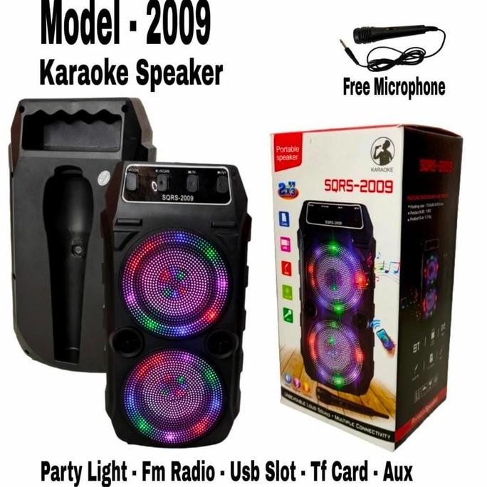 SQ-2009 speaker Bluetooth Karaoke Free c + Lampu Disco Ajeb ajeb