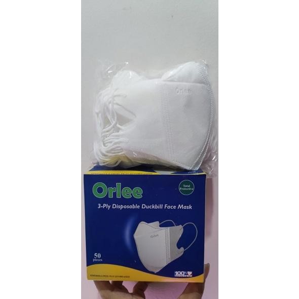 Masker Duckbill 3Ply Dewasa Isi 50 Orlee 3D Face Mask Earloop Kemenkes Duck Bill Garis Embos Orlee
