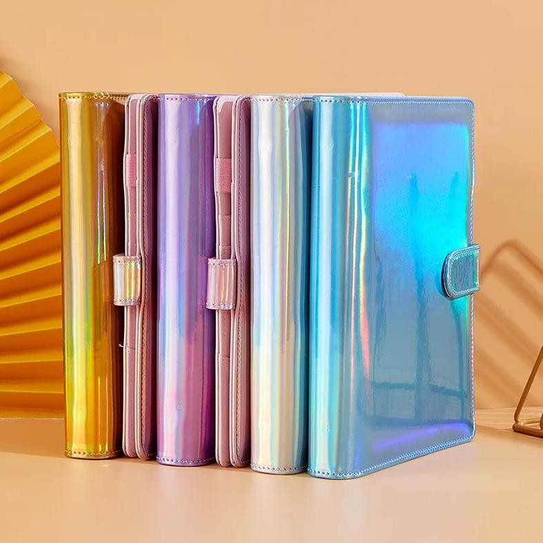 

A6/A5 Macaroon Laser Color Pu Leather Diy Binder Only Cover Diary Agenda Planner Paper Cover School Stationery