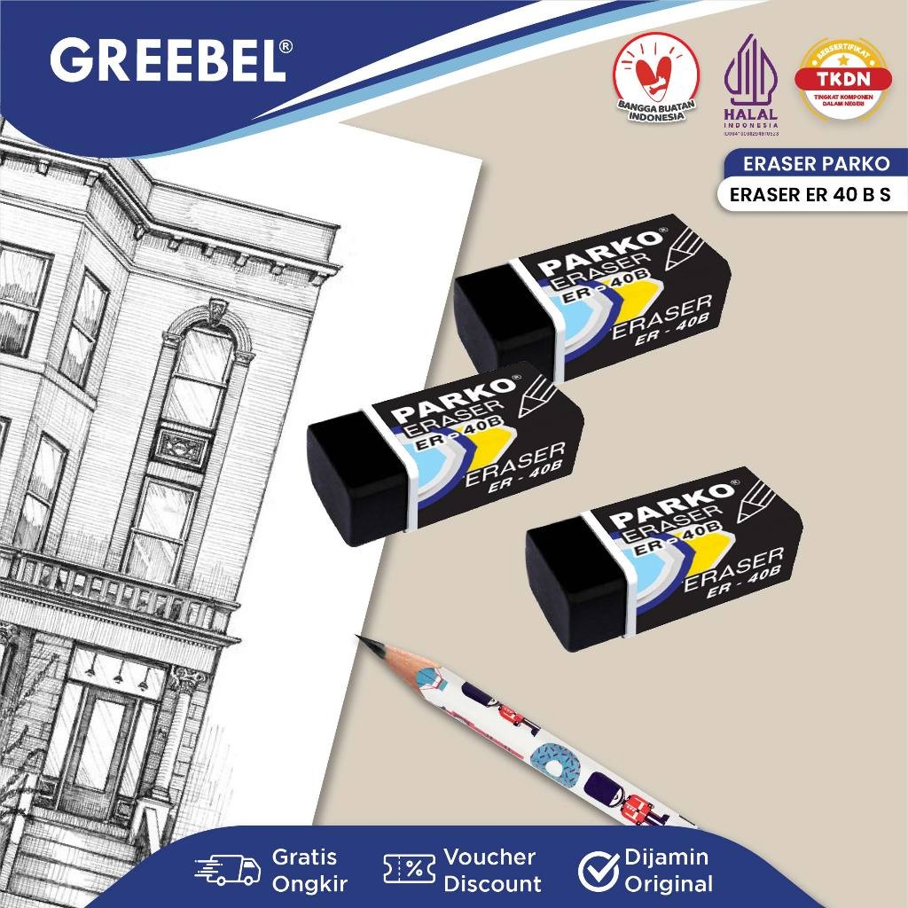 

PARKO Eraser Stip Hapusan ER- 40B S (PCS) Penghapus Pensil / Alat Tulis Sekolah