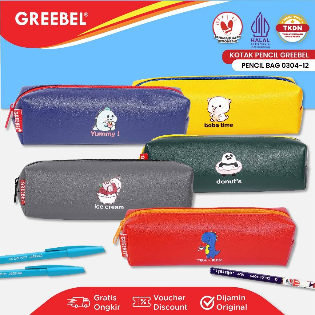

GREEBEL TEMPAT PENSIL (PENCIL BAG 0304- 12) / KOTAK PENCIL PEN ANAK LUCU CUTE WARNA WARNI /