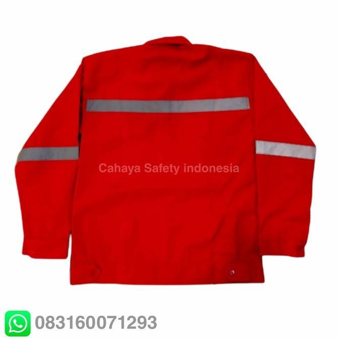 . Baju Seragam Kerja Safety Lengan Panjang Merah M-XXL