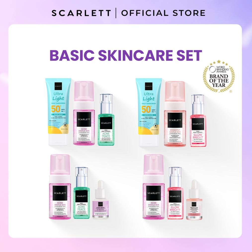 Scarlett Whitening Basic Skincare Set Bebas Jerawat