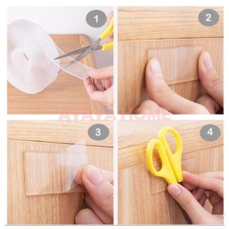 

Double Tape Transparan 1M 3M 5M/Nano Selotip Bening 2 Sisi Serbaguna Waterproof