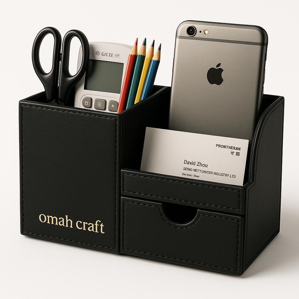 

TERLARIS Pen Holder Stationery Leather / Tempat Pena Alat Tulis Kantor Remot Kulit Desktop Organizer DIY Siap kirim
