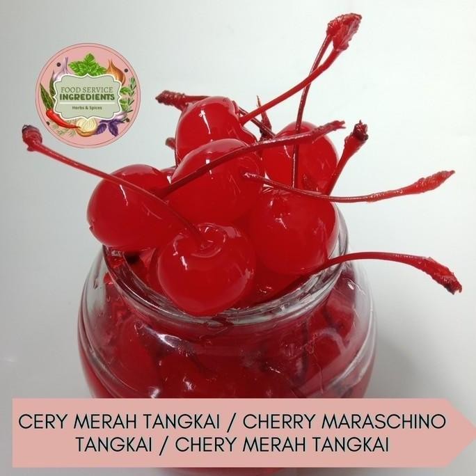 

{{{{}}] Cery merah tangkai 50gr / Cherry maraschino tangkai / Chery merah tangkai
