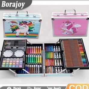 

TERLARIS Crayon Set 145pcs Koper Aluminium Besi Krayon Pensil Warna 145 Pcs Box Alat Lukis Anak Koper Set Siap kirim