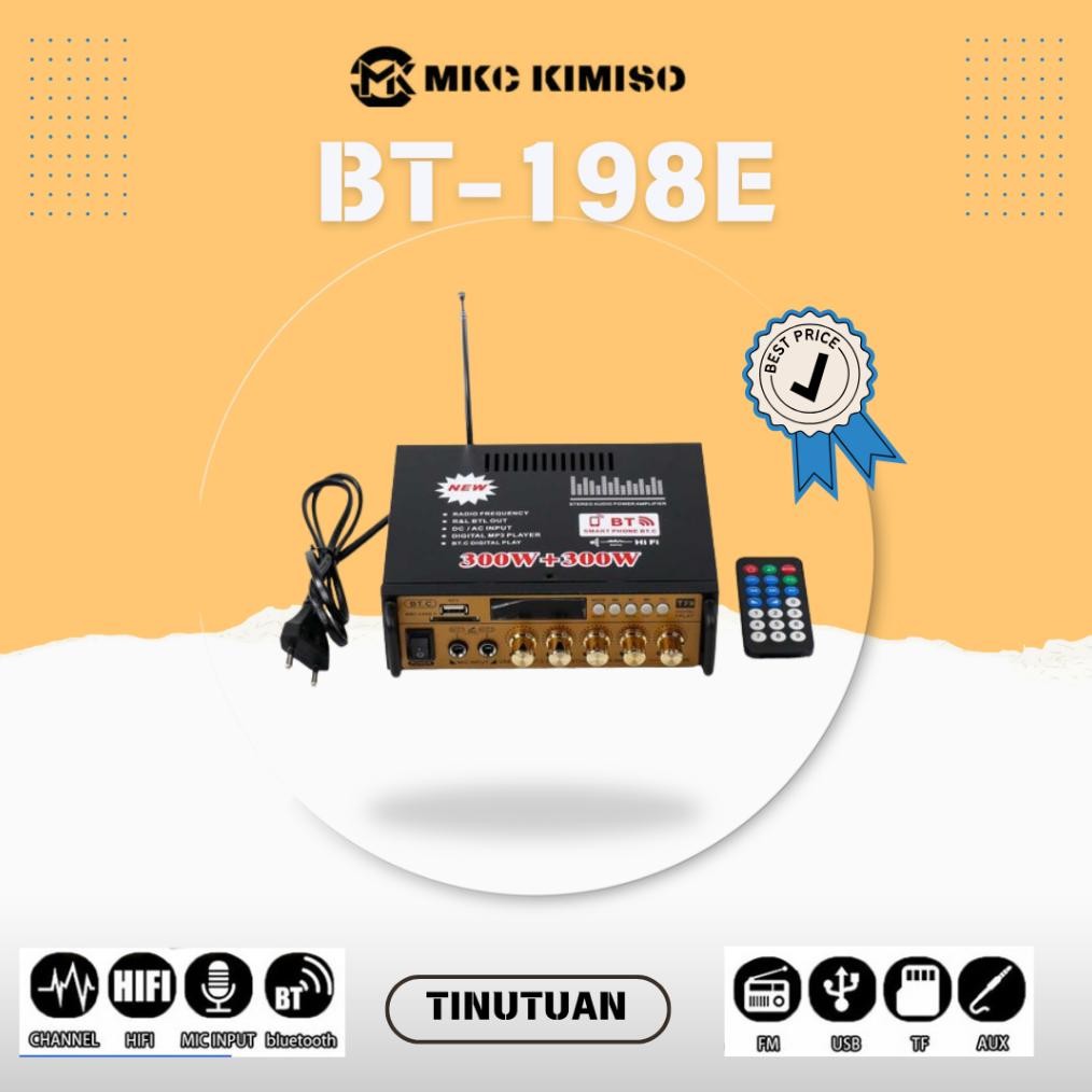 Amplifier BT-198E ECHO Amplifier Karaoke Bluetoth Power Amplifier, ampli mini