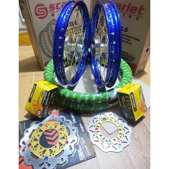 New* Paketan Velg Scarlet Motor Vixion New - Nvl -  Plus Band Cakram Plus Stell Jari Jari Pasang Dim