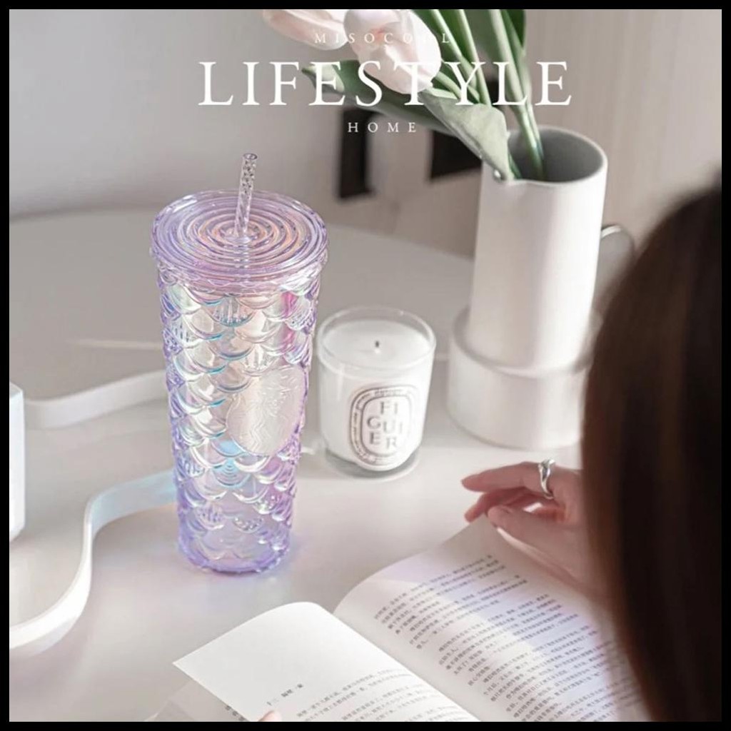 710ML STARBUCKS TUMBLER FISH SCALE STRAW CUPS STARBUCKS MERMAID PINK/PURPLE COLD CUP TUMBLER STARBUC