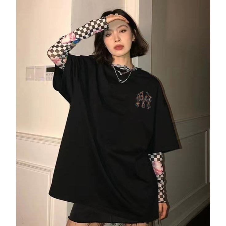 [original] koikoo kaos hitam wanita kaos oversize wanita lengan 3/4 kaos cewek oversize kaos wanita 