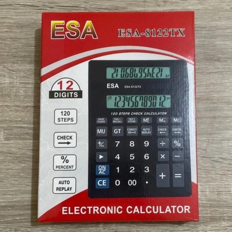 

H-4 Wes-24 Calculator Double Layar Esa 8122Tx Kalkukator Kasir Cek Ulang 12 Digit Termurah