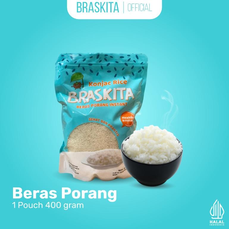 

Braskita Beras Porang Pouch 400 Gram - Shirataki Konjac Rice