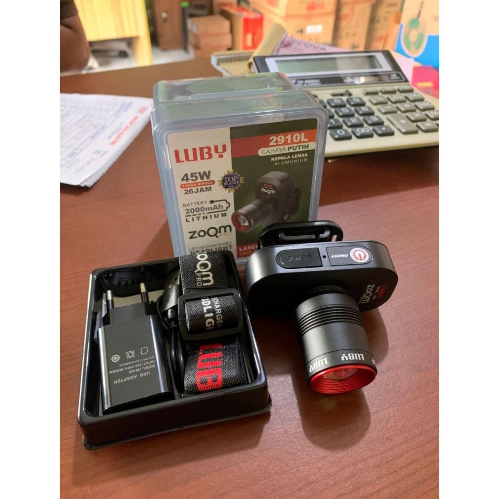 Senter Kepala Zoom LUBY Cahaya Putih & Cahaya Kuning Daya 10 Watt, 45 Watt, 50 Watt, 60 Watt, 65 Wat