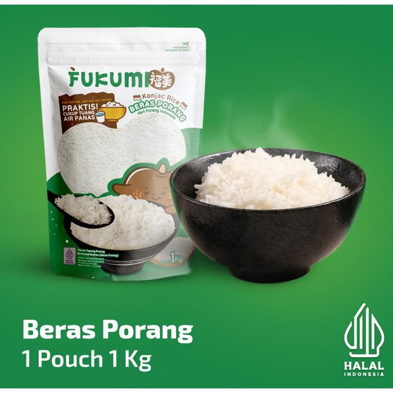 

[PROMO 4.4] FUKUMI Beras Porang 1Kg Pouch | Shirataki Konjac Rice | Distributor Resmi