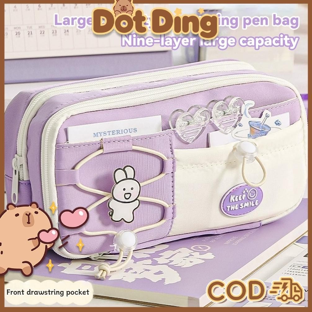 

[DOTDING] Kotak pensil lucu dengan tali serut ganda yang lucu dan baru, kotak pensil berkapasitas besar, sederhana, dan bernilai tinggi H687