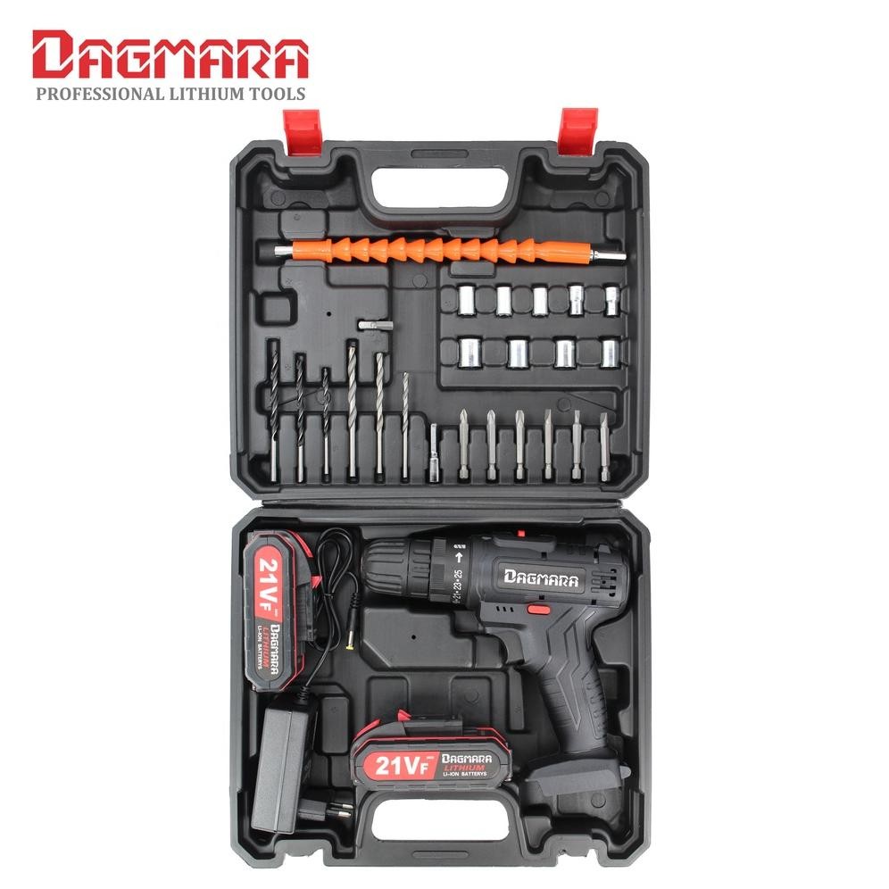 Dagmara 21V Cordless Screw Drill Mesin Bor Baterai Portable Impact Drill Bor Kayu Beton Besi