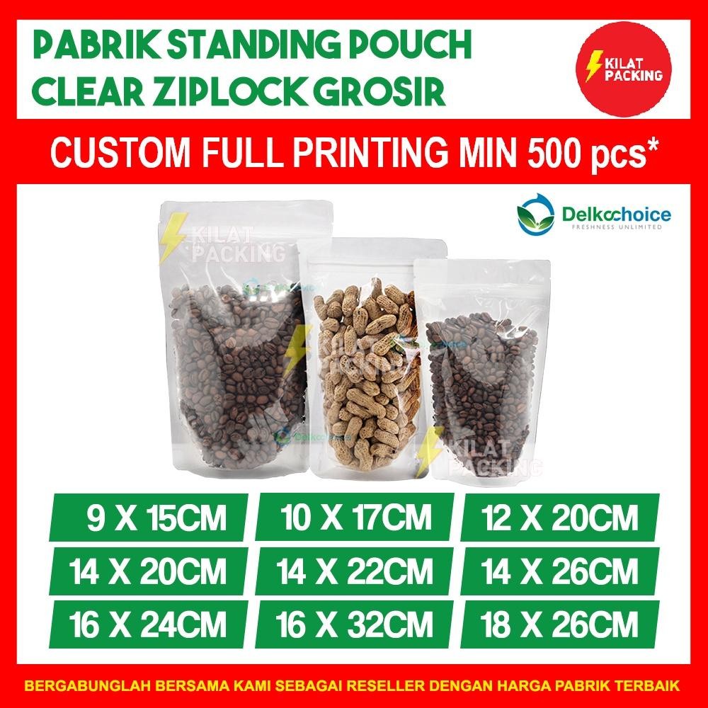 Standing Pouch Clear Ziplock Plastik Klip Kemasan Makanan Standing Pouch Transparan