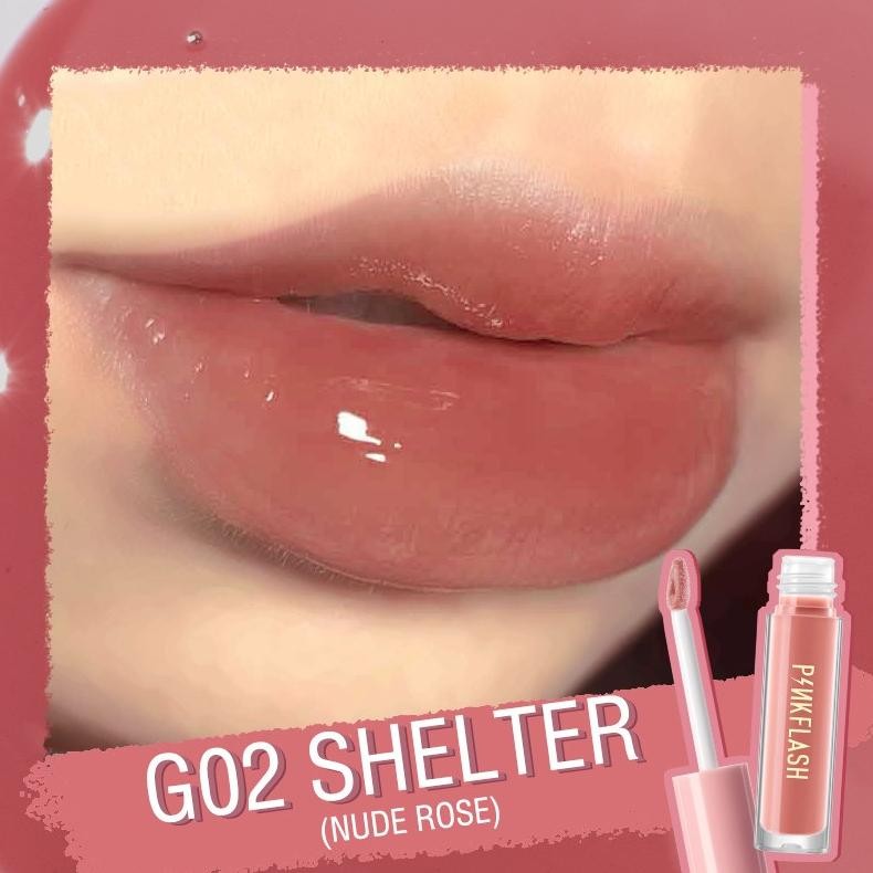 ready pinkflash 3 pieces lip gloss set high shine shimmering ve moisturising g01 g02 g03 {terbaru/te