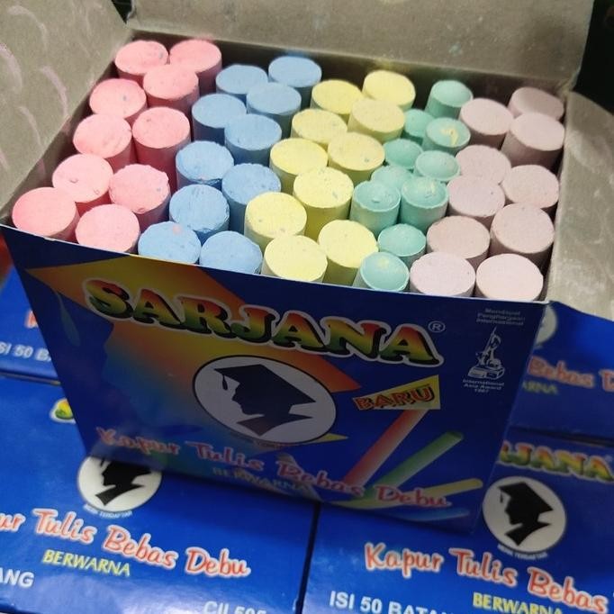 

Cod Kapur Tulis Warna Warni Sarjana Isi 50Pcs (Free Bubble Warp+ Kardus) Premium