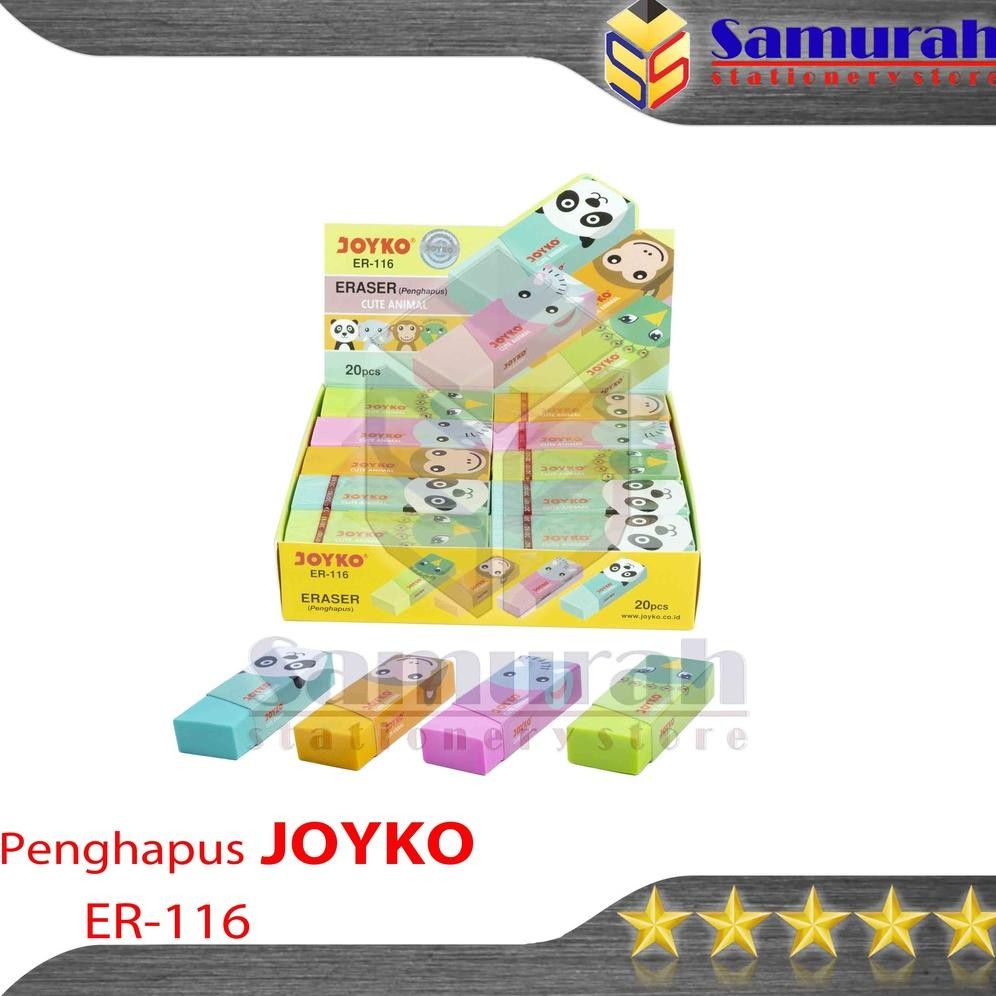 

Penghapus Pensil Joyko ER-116 Besar ( 20 Pcs ) / Eraser ER 116 Colours BIG / Hapusan Stip Fancy Pencil Gede Panjang B20 4 Warna - Hijau - Orange - Pink - Biru