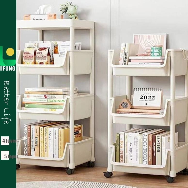 

READY STOK Liifung - Rak Susun Penyimpanan Terbuka Serbaguna Rak Trolley Susun Dengan Roda Rak Buku Tebal Plastik Toy Storage Desk Shelf Siap kirim
