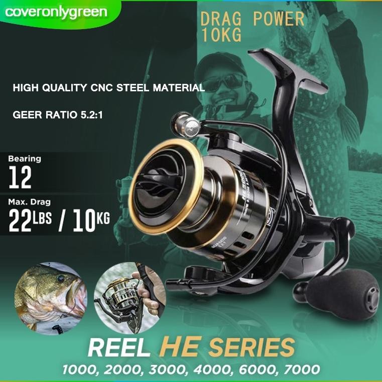 TERLARIS Reel Pancing Asli Besi Fishing Reel 10kg HE500-7000 Reel Pancing Murah Kuat Power Handle Re