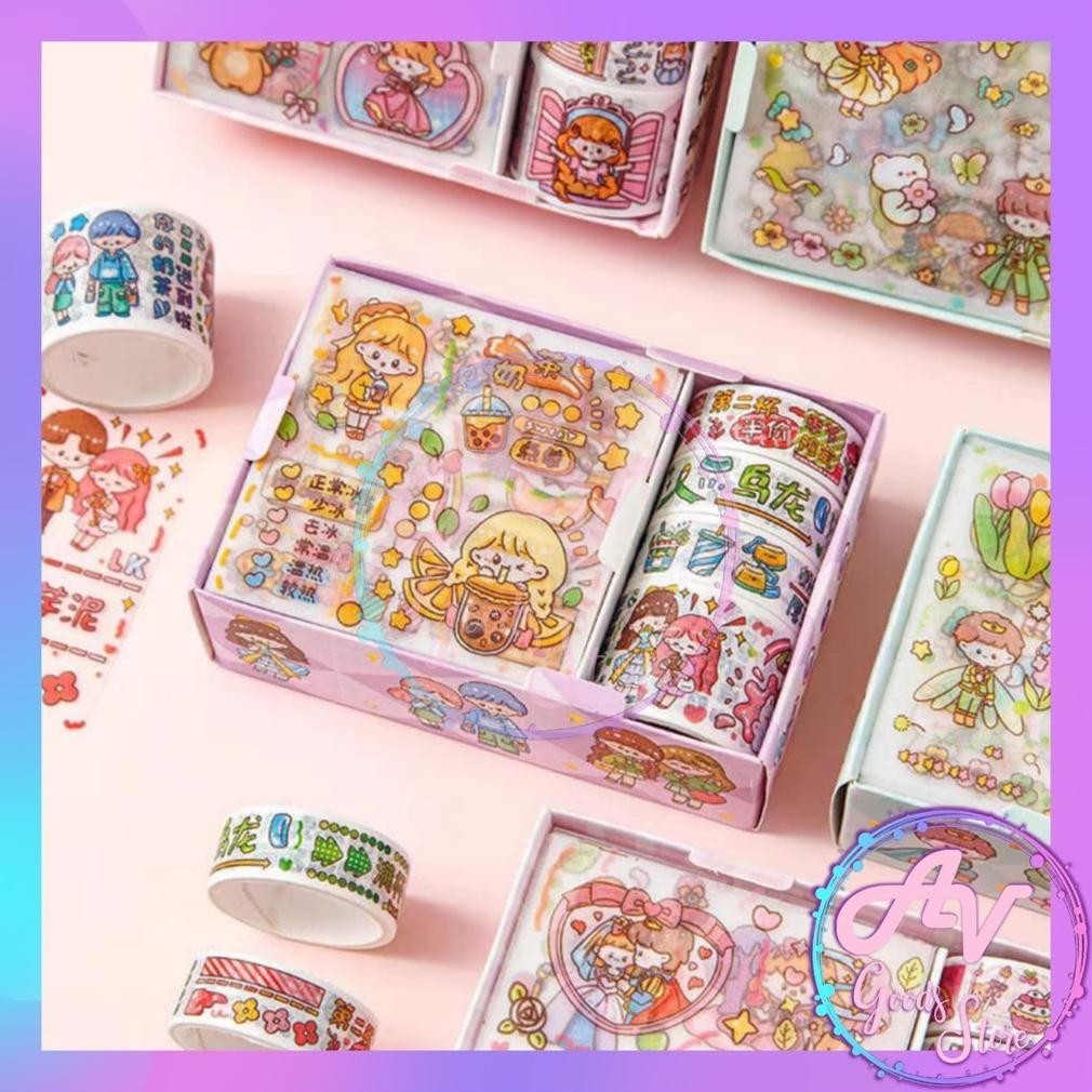 

Keunggulan 1Box Sticker Momo Set / Sticker Roll Momo Set / Washi Tape Isolasi Sticker Momo Fancy
