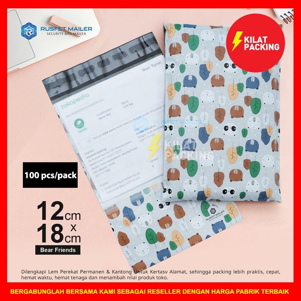 

Polymailer Motif Beruang Lucu 12Cm X 18Cm / Amplop Plastik Packing Rusfet Premium Termurah - Pack