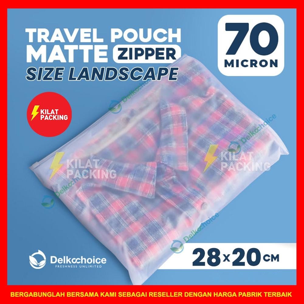Travel Pouch Organizer Zipper Matte Size Landscape - Kantong Ziplock Baju / Make Up Kosmetik Satuan 