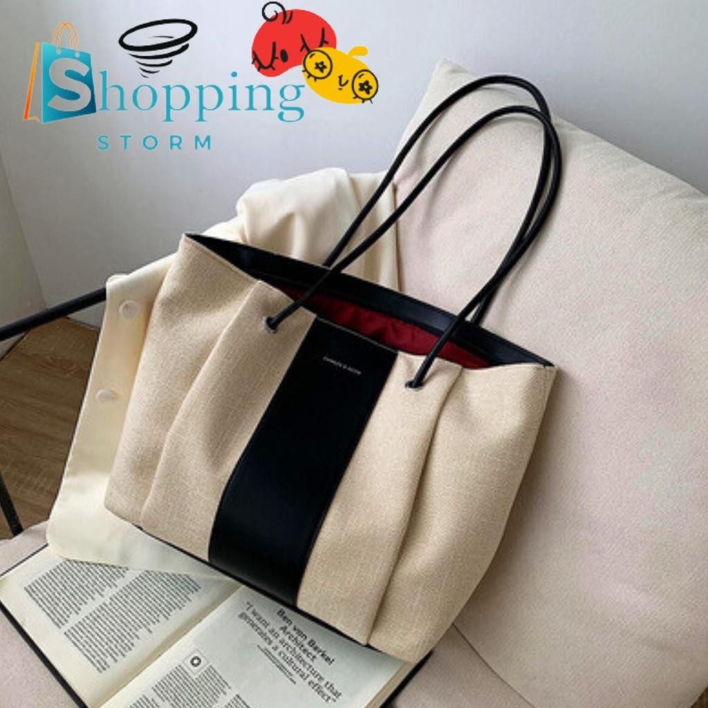Tas Kanvas Wanita Fashion Besar Tas Tote Bag Bahu Shoulder Bag Canvas