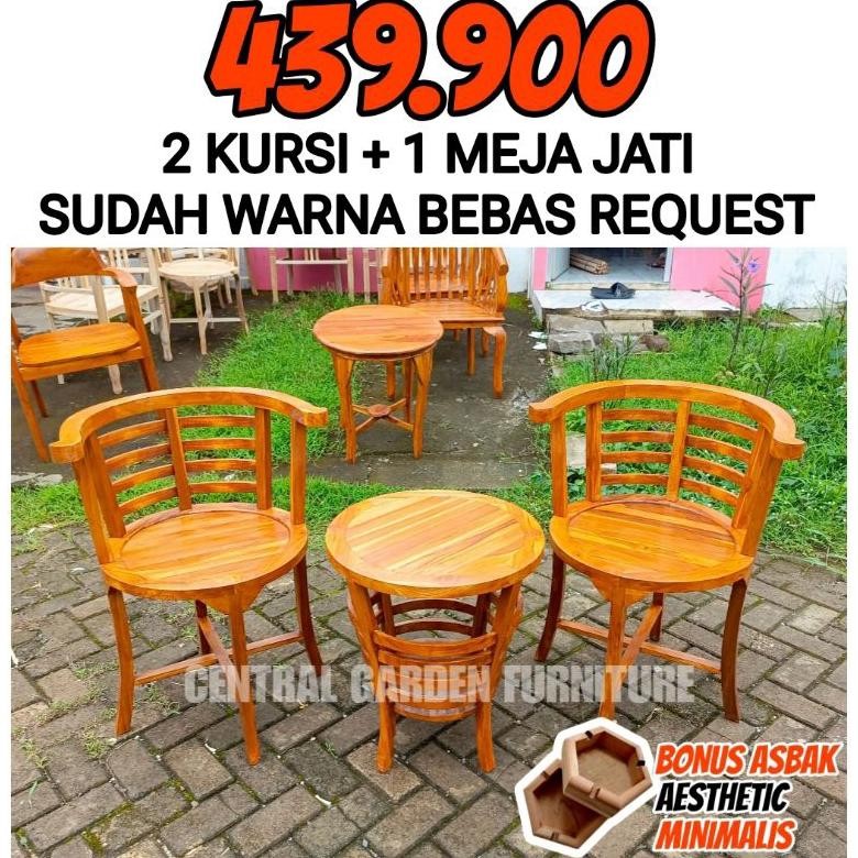 NEW!!! Set Teras Cantik Jati Termurah Kursi Teras Aesthetic Meja Teras Minimalis