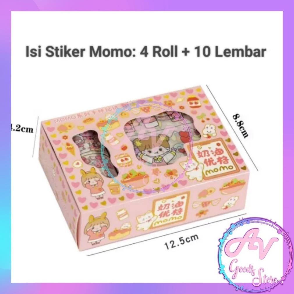 

Berkualitas Tinggi 1Box Sticker Momo Set / Sticker Roll Momo Set / Washi Tape Isolasi Sticker Momo Fancy