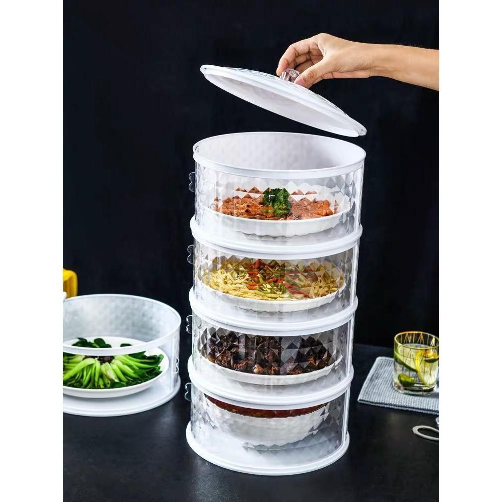 Tudung Saji 4 Susun Rak Makanan Kaca Motif 4 Tingkat 4 Layer