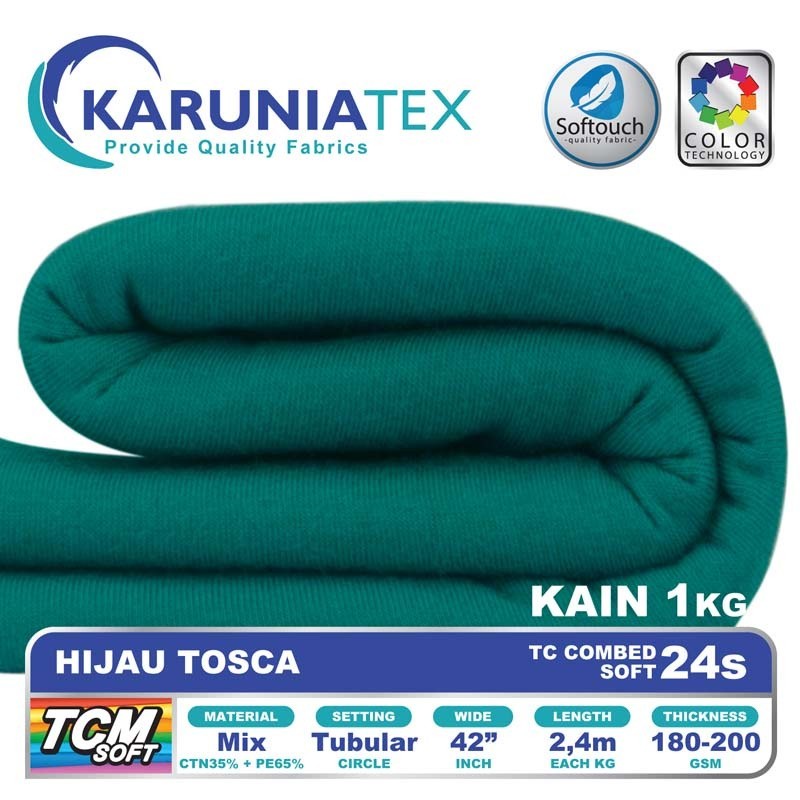 Kain Kaos TC Combet 24s Kiloan | Hijau Tosca | Karunia Textile